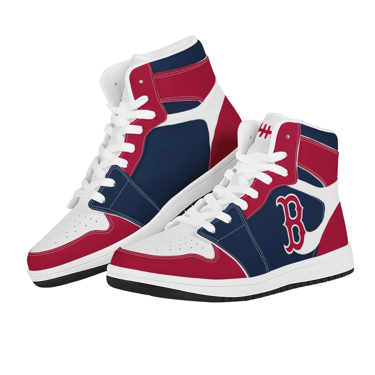 Women's Boston Red Sox High Top Leather AJ1 Sneakers 001